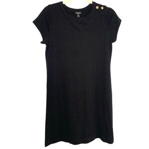 NWT Talbots Petite Small Black Casual Minimalist Cotton Casual T-Shirt Dress
